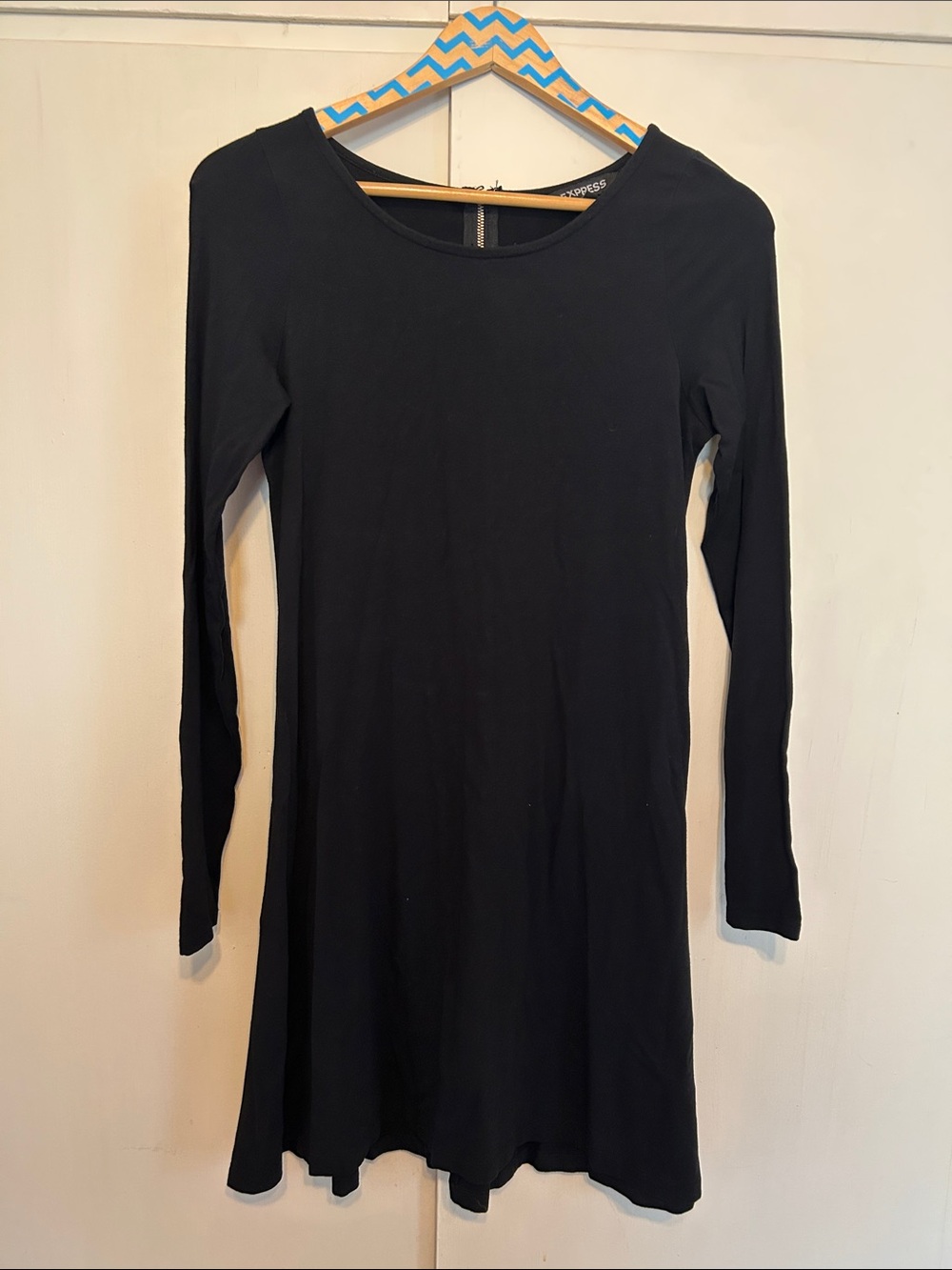 Express Black Long-Sleeve Swing Dress